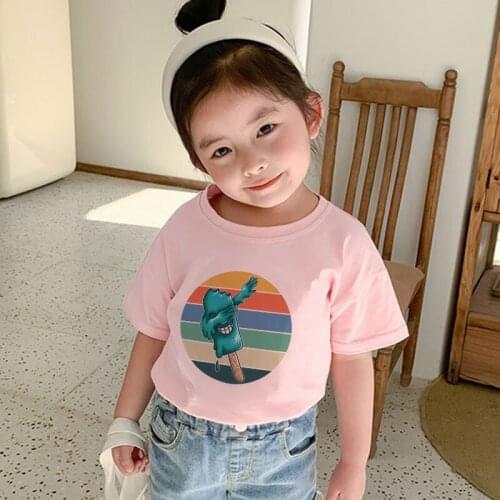 Harajuku Tee Shirt Short Sleeve Boys T Shirts Graffiti Popsicle Spoof Cool Novelty Girls Tshirt Casual New Pink Baby Girl Tops