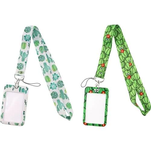 G1944 Cartoon Cactus Card Holder ID Holder Bus Card Holder Staff Card With Lanyard