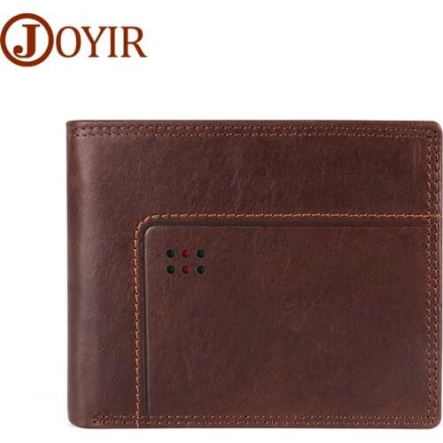 JOYIR Genuine Leather Wallet Men Coin Purse Rfid Anti-theft Purse for Money Retro Wallet With Card Holders Man Gift Short Purse