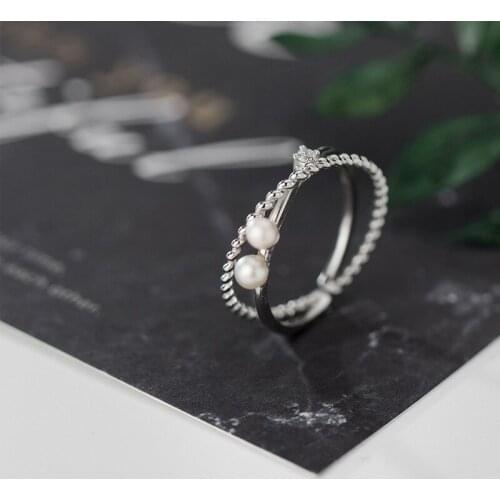 100% Authentic REAL.925 Sterling Silver Fine Jewelry Twisted roped Cross Criss with Peal cz Ring GTLJ1455