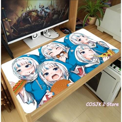 Anime Hololive VTuber Gawr Gura Ninomae Ina’nis Mouse Pad Thicken Laptop Gaming Mice Mat Table Keyboard Mat Playmat Xmas Gifts