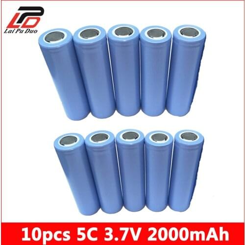 Li-ion 5C 3.7V 10pcs 18650 2000mAh Rechargeable Electronic Vehicle Batteries Power Bank Tools Flashlight Battery