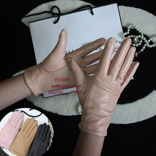 Little Pink Lady Rongxiu Hand Thin Sheepskin Gloves Leather Gloves Ms. Fresh Integral Skin Short Rice Noodles