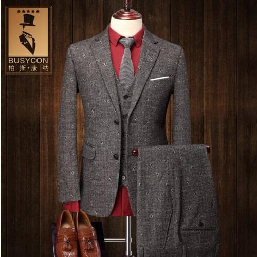 Grey Men Wool Suits Wedding Groom Terno Slim Fit Eye Prismatic Brand-Clothing new design classic mens suit prom party blazer