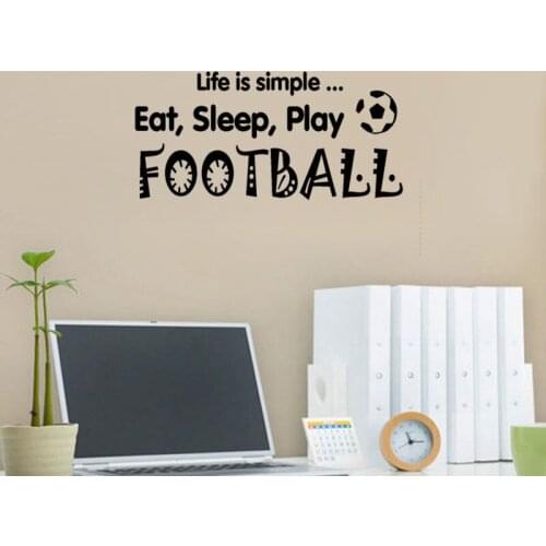 Wall Decal Sport Quote Stickers Eat Sleep Play Football Words Vinyl Art Design DIY Kids Bedroom Living Room Decoration WW-167