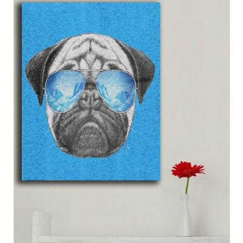 Large Size Wall art Pug-Dog-Sunglasses Canvas Painting For Living Room Home Decoration Oil Painting On Canvas Wall Painting