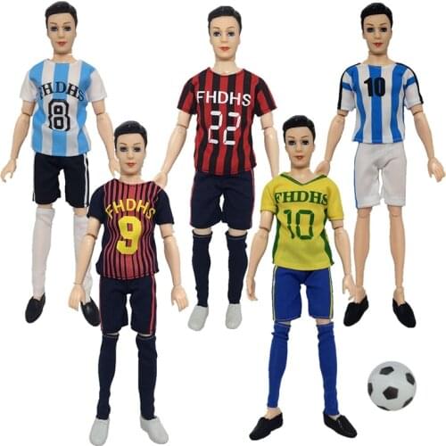Handmade Footballer Clothing Soccer Sportswear For Ken Doll Clothes+Pants+Socks Accessory DIY Clothes For Boyfriend Doll