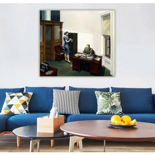 Office at night,1940, by Edward Hopper Canvas Oil Painting Artwork Aesthetic Picture Poster Wall Backdrop Decor Home Decoration