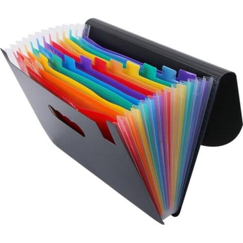 A4 Rainbow File Folder 12/24 Grids Portable Organ Bag Student School Supplies