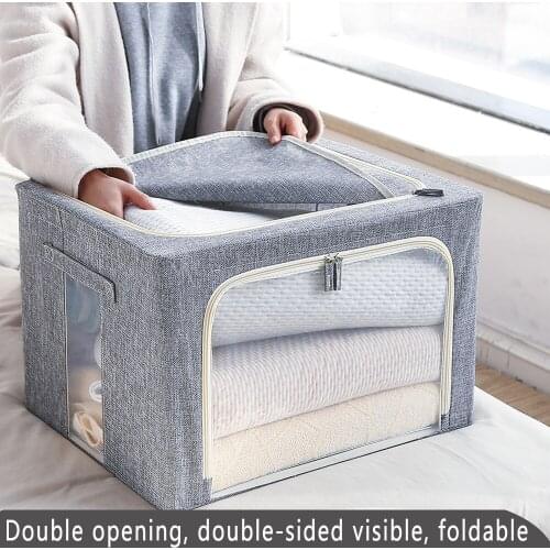 Cotton Linen Thicken Storage Box Fabric With Cover Fold Baina Box Large Window Clothing Toys Home Storage Box Packing Bag