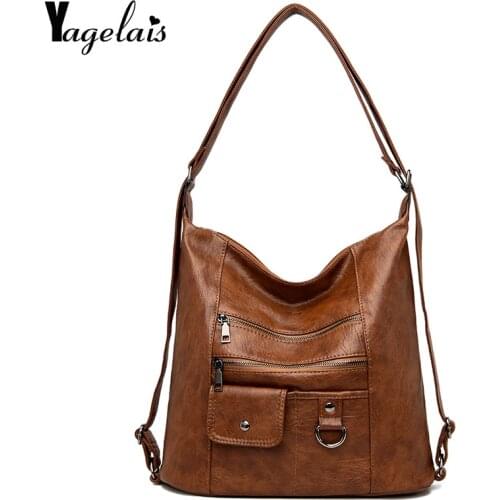 Casual Large Capacity Women Tote Shoulder Bag PU Leather Ladies Bucket Handbag Messenger Bag Soft Shopping Crossbody Bag