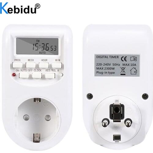 KEBIDU 230V AC 7 Days Programmable Adjustable Setting of Clock/On/Off Time Digital Timer Switch Energy Saving Smart Power Socket