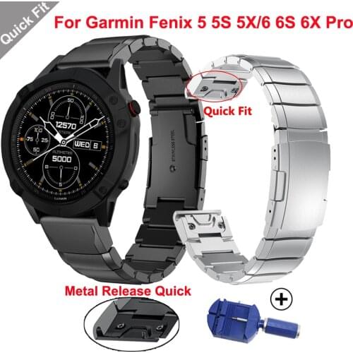 Smart Watch Band Straps For Garmin Fenix 6 6S 6X 5X 5 5S 3HR Forerunner 935 Quick Release Easyfit Strap Stainless Steel Bracelet