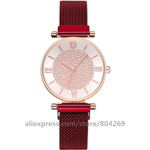 Luxury Women Watches Ladies Magnetic Starry Sky Colorful Watch Full Rhinestone No Logo Alloy Quartz Wristwatches