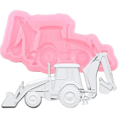 3D Car Cake Border Silicone Molds Excavator Fondant Mould Baby Birthday Cake Decorating Tools Candy Chocolate Gumpaste Moulds