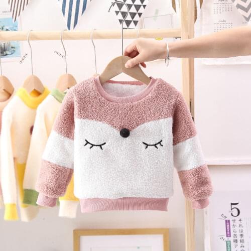 Warm Toddler Boys Girls Sweatshirts Autumn Winter Coat Sweater Baby Plus velvet thicken Outfit kids Warm clothes Cheap Promotion