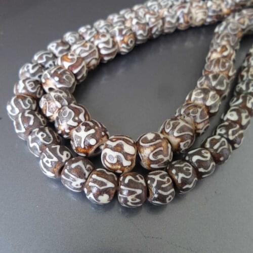 BRO985 Tibetan Mantra Prayer Beads Malas Buddhist 108 Yak Bone Rosary 8mm 10mm Hand Relief OM MANI PAD ME HUM