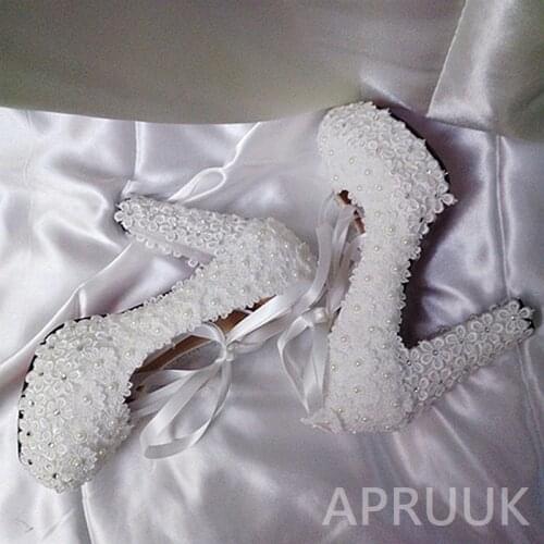 11CM super high block heels white lace wedding pumps shoes bride platforms satin ankle lace up riband straps luxury bridal shoe
