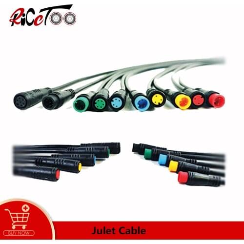 RICETOO Julet 2pin3pin4pin5pin6pin Waterproof Plug for Electric Bicycle Light/Throttle/Ebrake/Display Ebike Parts Extend Cable