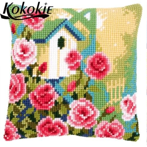 Cross stitch pillowcase landscape scenic of Embroider Needlework kits Embroidered mats handmade Embroidery yarn pillowcase