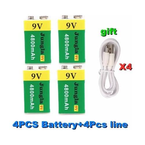 High Capacity USB Battery 9V 4800mAh Li-ion Rechargeable Battery USB Lithium Battery For Toy Remote Control Dropshipping
