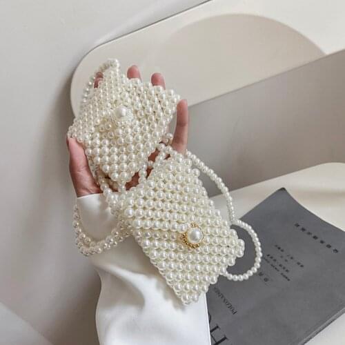 Girls Brief Flap Womens Casual Messenger Bags Women Pearl Mini Messenger Bag Retro Ladies Lipstick Purse Shoulder Bags