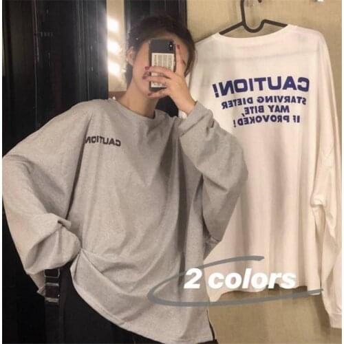 Spring Jumpers Women Casual Tshirt White Streetwear Printed Female Tops Tee Long Sleeve Girls T Shirt Kawaii Cute Clothes