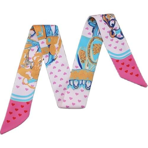 Fashion bag scarf ribbon new love lock button printing luxury brand womens silk scarf and shawl beach skinny long headband M40