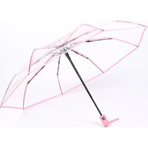 1 pcs Windproof foldable automatic transparent umbrella ladies mens sun rain windproof vision clear home rain gear parasol