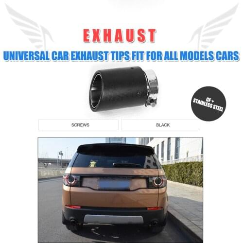 1PC Universal Outlet Carbon Fiber And Stainless Steel Rear Bumper Exhaust Tip Muffler Fit for All Models Cars 60mm