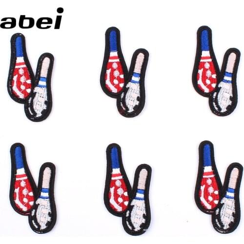10pcs/lot DIY Clothing bowling Sticker Iron On Sew On Patch for Coats Backpack Shirts Jeans Diy appliques Handmade sewing badge