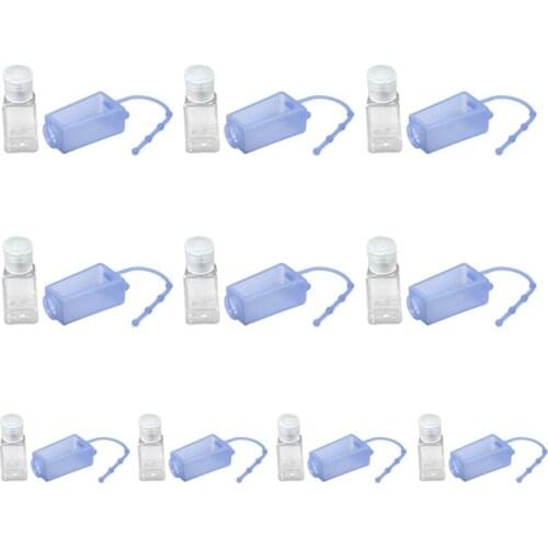 10Pcs Portable Flip Cap Refillable Empty Bottle with Silicone Holder Keychain