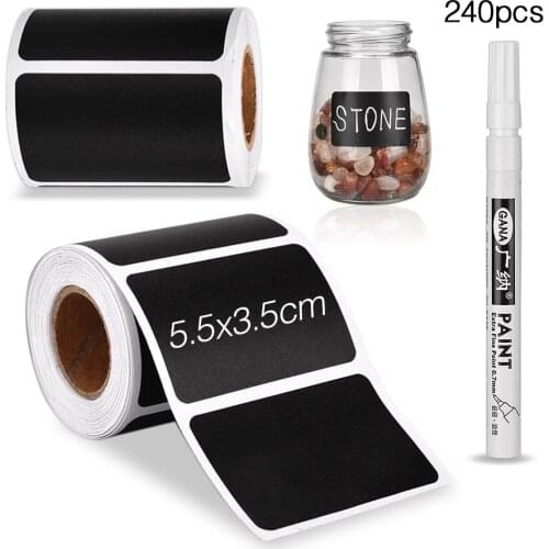 2 Rolls 240pcs Jar Sticker Removable Kitchen Label Sticker Storage Organizer Jars Jams Stickers Spices Stickers Blackboard Tags