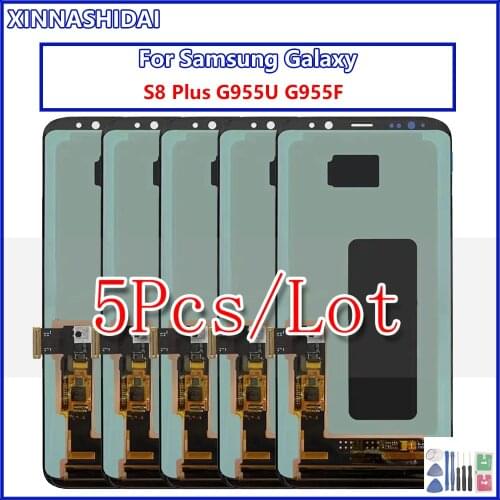 5PCS/AMOLED S8 LCD with frame for SAMSUNG Galaxy S8 G950 G950F Display S8 Plus G955 G955F Touch Screen Digitizer