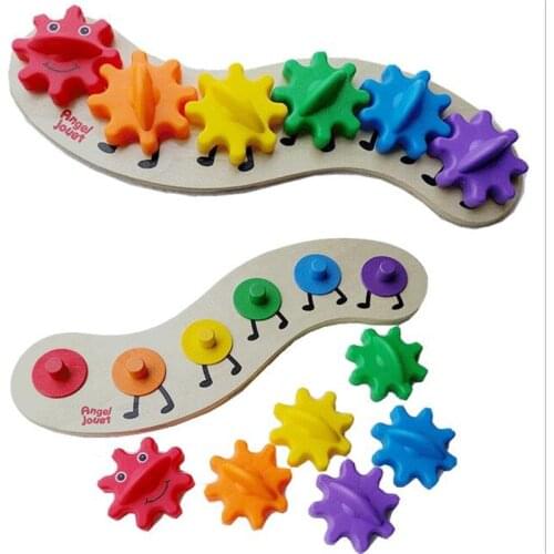 6PCS Montessori Wooden Gearwheel Blocks Colorful Rainbow Toy SetKids Toys For Children Oyuncak Brinquedos Juguetes Brinquedo