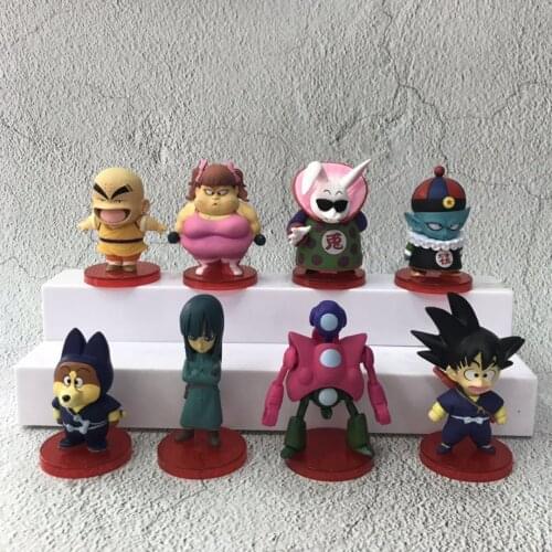 8pcs/set Anime Dragon Ball Character Kuririn Goku Cute Version PVC Action Figure Model Toy