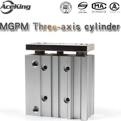 AceKing thin belt guide rod three triaxial cylinder rod cylinder MGPM12-10/20/25/30/40/50/75/100/125/150/175/200/250/300Z