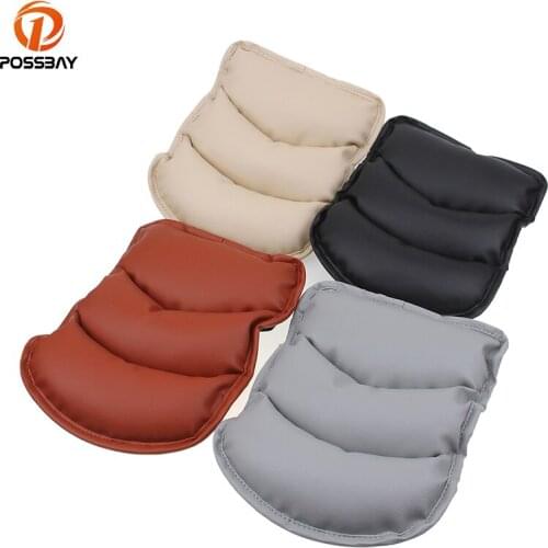 POSSBAY Car Central Armrest Pad PU Leather Black Gray Auto Center Console Arm Rest Seat Box Mat Protective Parts Car Styling
