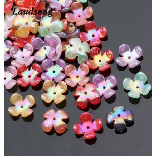 50PCS Acrylic Beads Flower Shape Loose Beads For Handmade Childrens Necklace Bracelet DIY Jewelry Making Wholesale