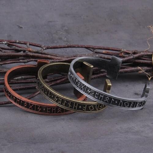 Dropshipping 1pc Mens Handmade Nordic Rune Bangle Viking 3 color Alloy men bangle