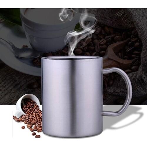 Stainless Steel Double Walled Mugs: 100% BPA Free,15 oz Metal Coffee & Tea Cup Mug - Insulated Cups with Handles Keep Drinks Hot