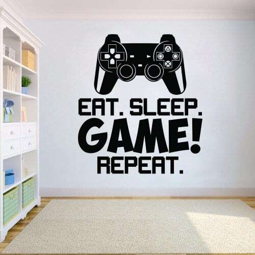 Game Controller Video Wall Eat Sleep Game Repeat Wall Wall Art Kid Room Decor Vinyl Wall Poster Removable Mural For Nursery H364