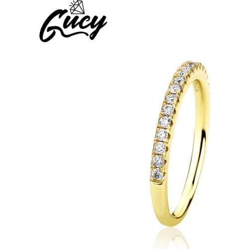 GUCY 2MM Round Cut Engagement & Wedding Moissanite Diamond Ring 925 Sterling Silver Ring For Women Gift
