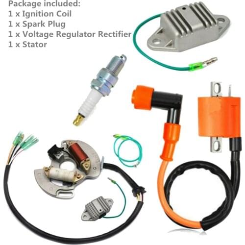 Ignition Coil Spark Plug Voltage Regulator Rectifier & Stator Kit for Yamaha Blaster YFS200 97-01