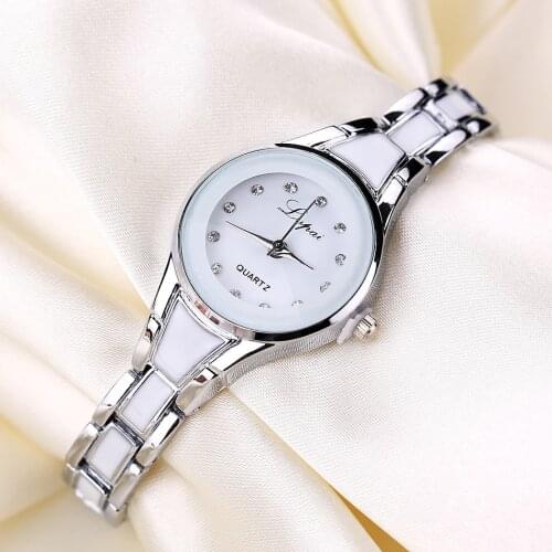 LVPAI Women Watches Fashionable Simple Rhinestone Stainless Steel Alloy Quartz Strap WristWatch Bracelet Watch Reloj Mujer F3