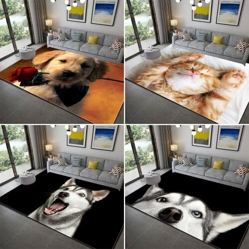 Dog/Cat Carpet Rug Soft Flannel 3D Printed Rugs Parlor Mat Area Rugs Anti-slip Doormat Large Carpet Rug Living Room Decor