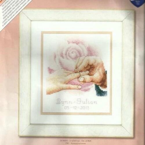 Higher Cotton Top Quality Beautiful Lovely Counted Cross Stitch Kit I Do Wedding Ring Love Marry vervaco