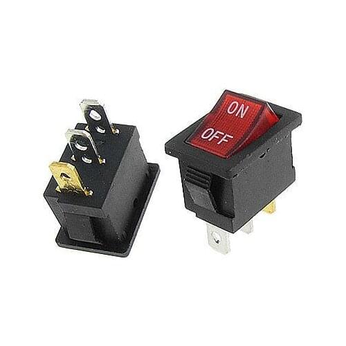 NEW!10pcs AC 6A/250V 10A/125V Rectangular Red Neon Light SPST ON-OFF Rocker Switches