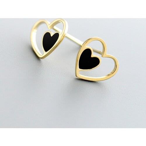 New Cute 925 Sterling Silver Heart Stud Earrings for Girl Kids Birthday Gift Minimalist Earring Women Silver 925 Jewelry