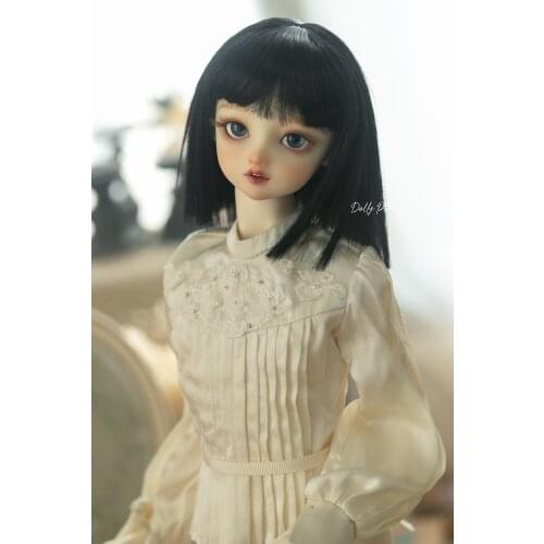 1/3 1/4 size BJD.DD high temperature silk [platycodon black · baby wig] short hair one cut flat doll accessories